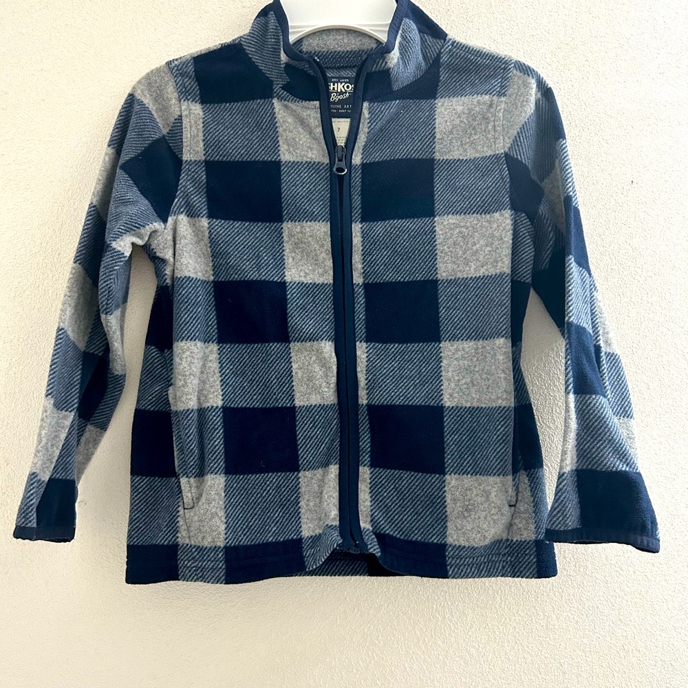 🦋 Kids Blue and Gray Checkered Jacket. Oshkosh boys size 7